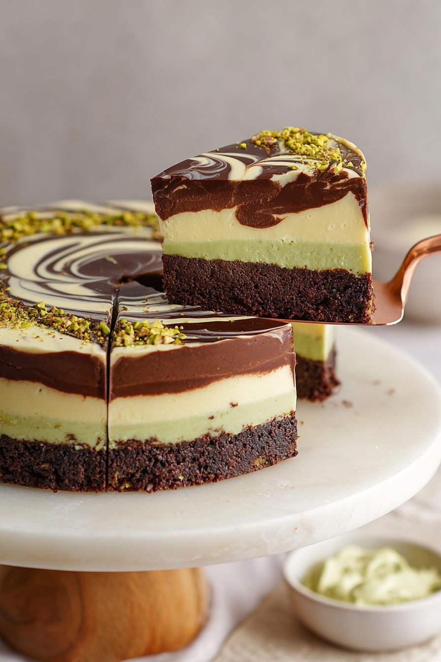 A round cake pan holds two visible layers: the bottom layer is a thick bed of pale yellow shredded material with a rough and fibrous texture covering the whole base, while the top layer is a smooth, shiny dark brown liquid or batter poured over part of the shredded layer, spreading unevenly from the center to one side. The cake pan is set on a white marbled surface. photo taken with an iphone --ar 2:3 --v 7